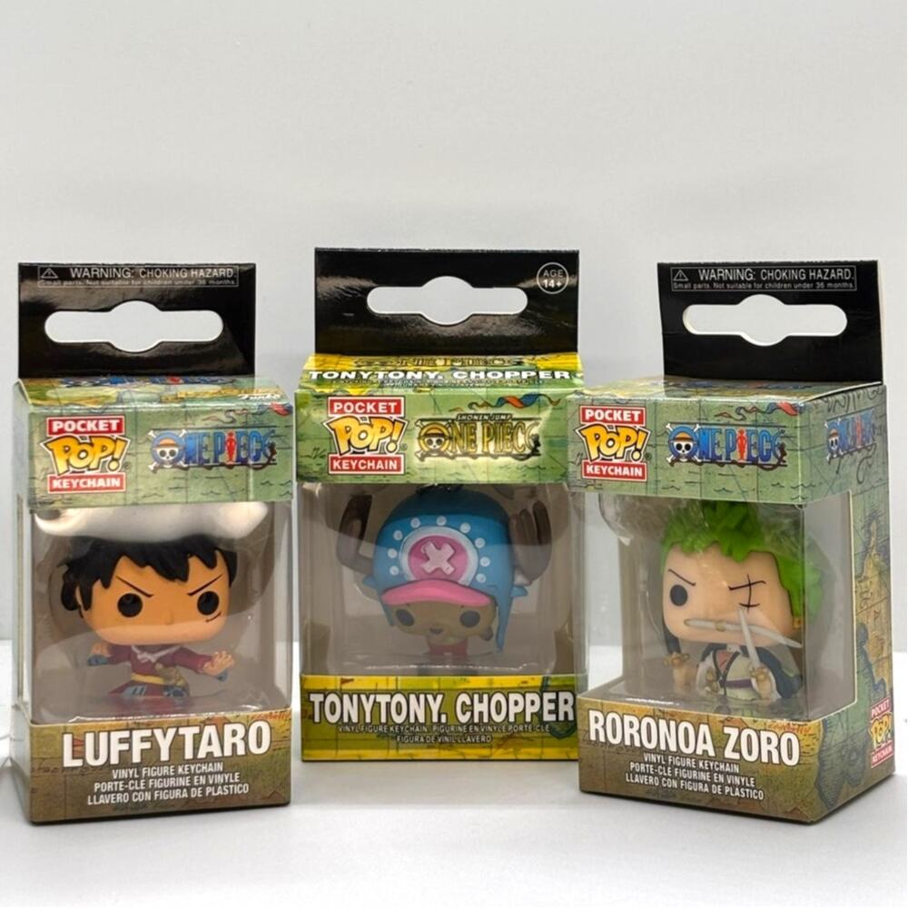 Funko Pocket Pop! One Piece Set of 3, TonyTony, LuffyTaro, Roronoa Zoro- New